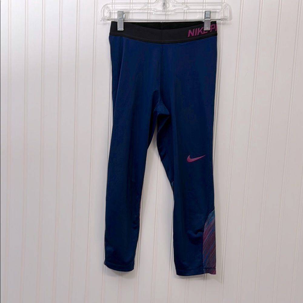 Nike Pro Cool Capri Blue Leggings Athletic Athleisure Women's S